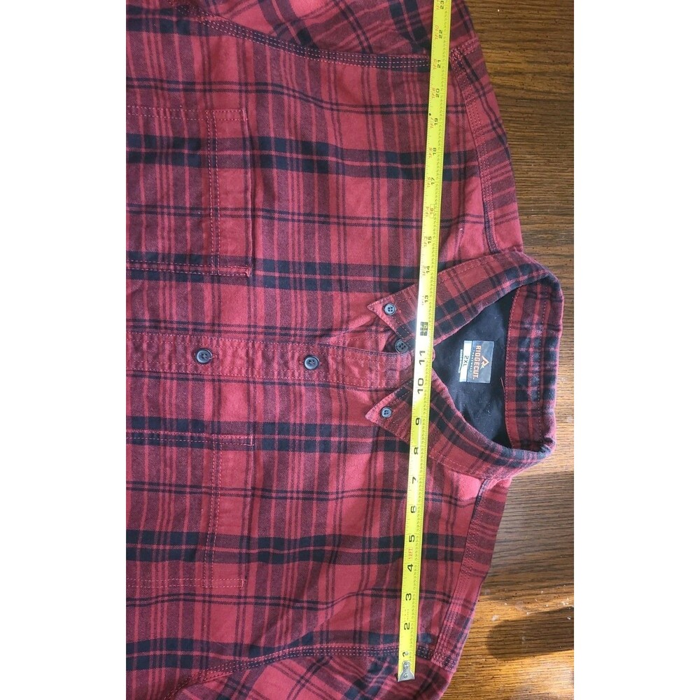Ridgecut Toughwear Men's 2XL Heavyweight Plaid Flannel Shirt Red Black Workwear - Picture 7 of 9